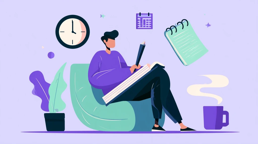 Notebook writing a lesson plan automatically with floating planning icons