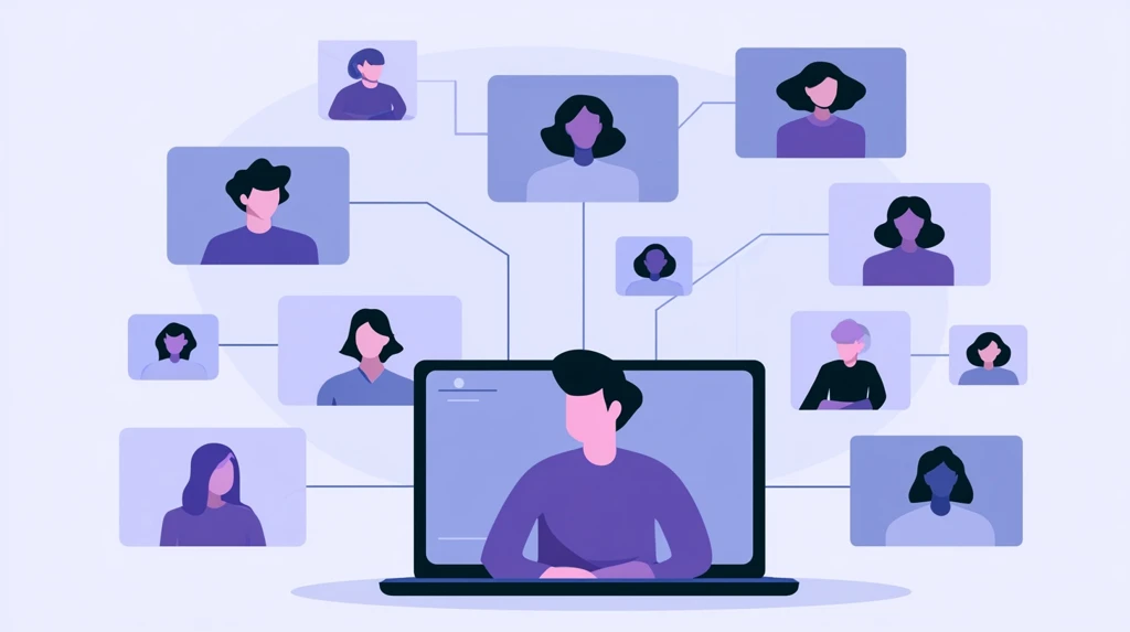 Teacher broadcasting a lesson to a network of student screens