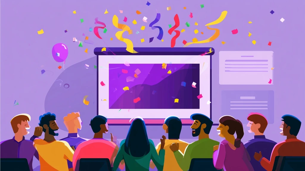 Confetti over a fun Friday classroom quiz game on the projector