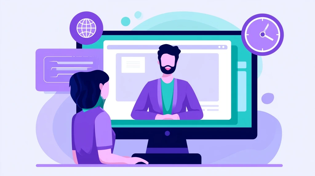 Online tutor teaching a student through a video call window